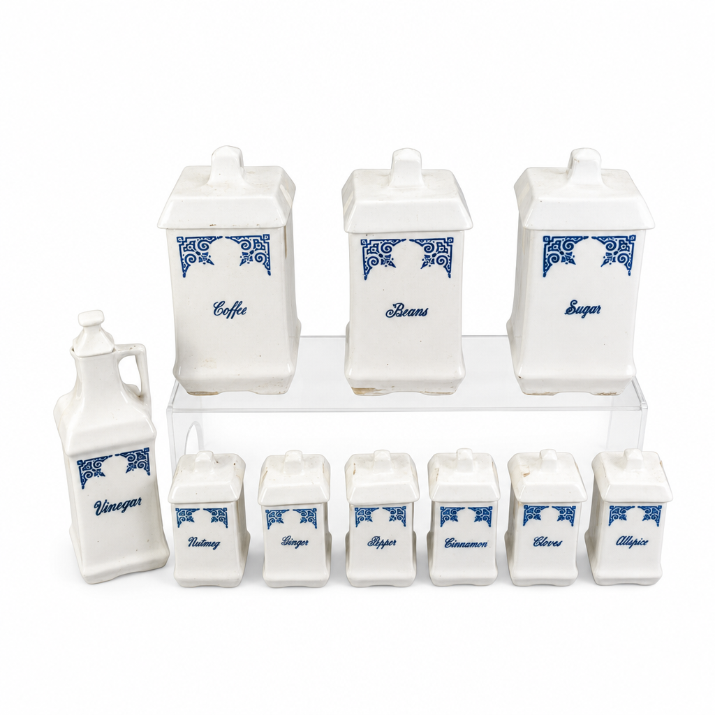 10-Piece Blue/White Ceramic Canister Set