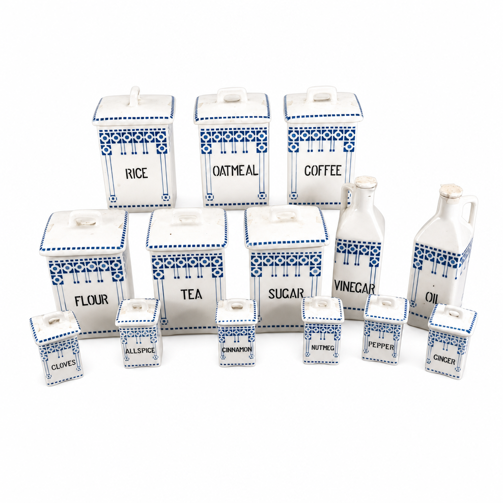 14-Piece Blue/White Ceramic Canister Set