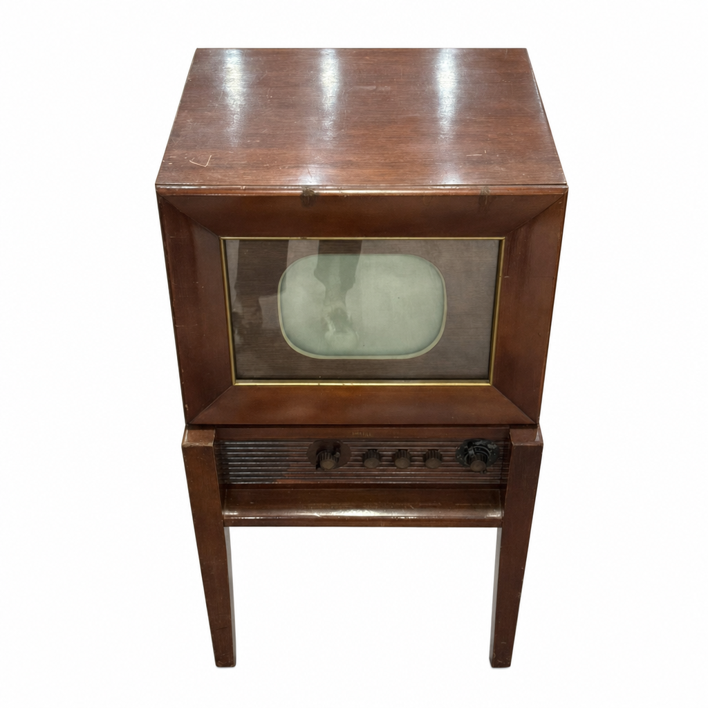 Early television in a wooden cabinet