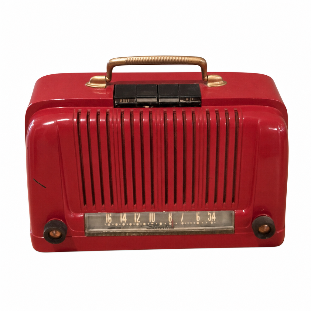 Sentinel red Bakelite portable radio