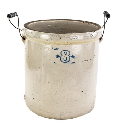 Stoneware 8-Gallon Crock w/Bailed Handles