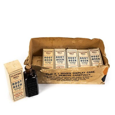 Box of Vintage Clover Hill Root Beer Extract