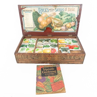 Jerome B. Rice's Wood Seed Box Countertop Display