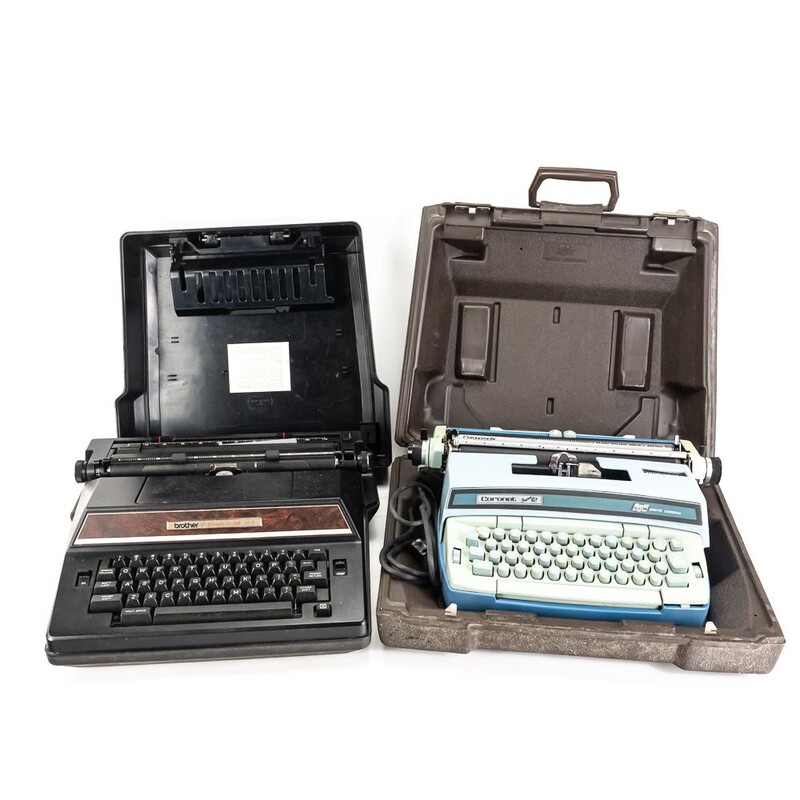 Two 1970s portable electric typewriters