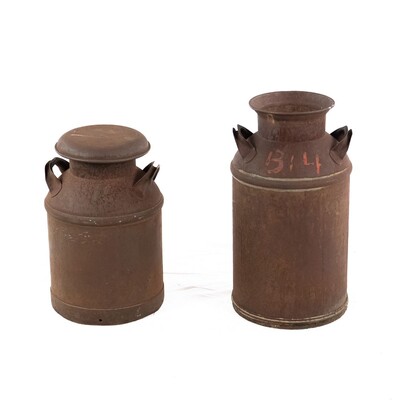 (2) Rustic Metal Milk Pails