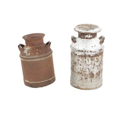 (2) Rustic Metal Milk Pails