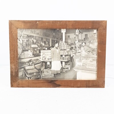 Vintage B&W Framed General Store Photograph