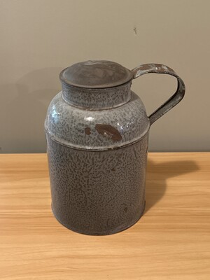 Gray Graniteware Covered Milk Can