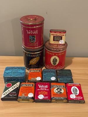Grouping of vintage tobacco tins