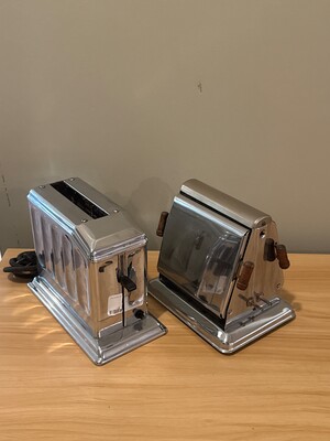 Pair of vintage chrome toasters from the mid