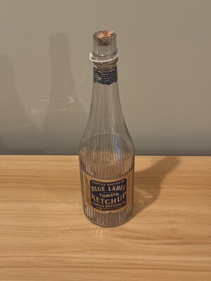 Old glass bottle of Curtice Brothers' Blue Label Tomato Ketchup