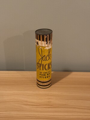 Cylindrical cardboard game container for Jack Sticks (pick