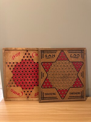 Pair of vintage Chinese checkers boards