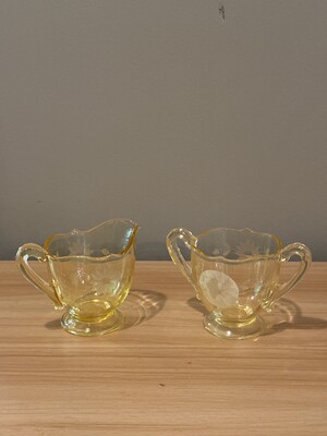 Matched pair of pale yellow pressed