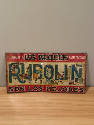 Mid-20th-century RUBOLIN advertising sign in bold reds and blues
