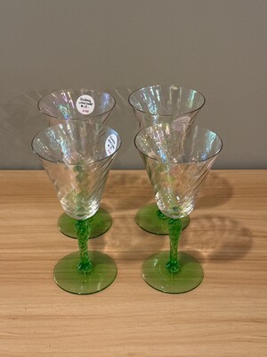 Set of four vintage glass goblets with clear