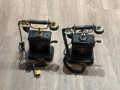 Pair of early wall or desk telephones from the late 19th or early 20th