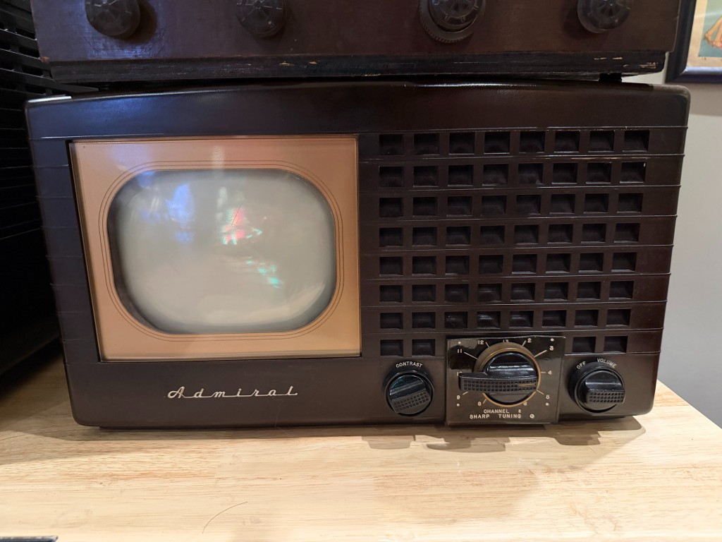 A brown Bakelite Admiral television