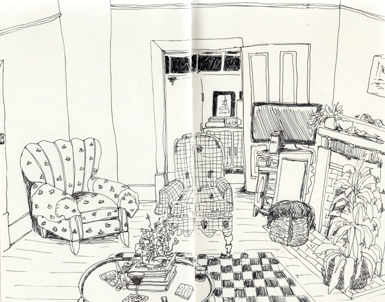 My sister's corner of the world includes frog upholstered chairs (Charleston, SC), 2023