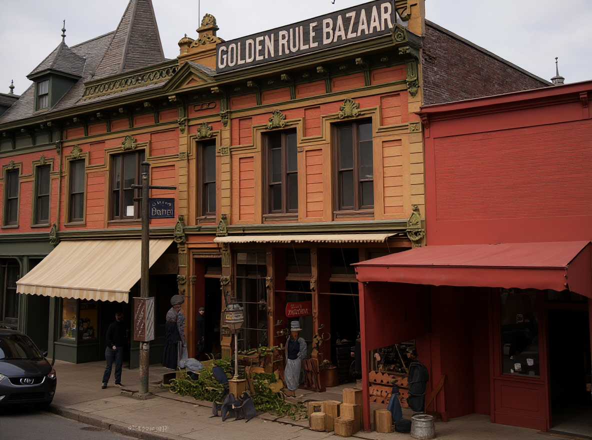 Golden Rule Bazaar, First and Marion, 1885