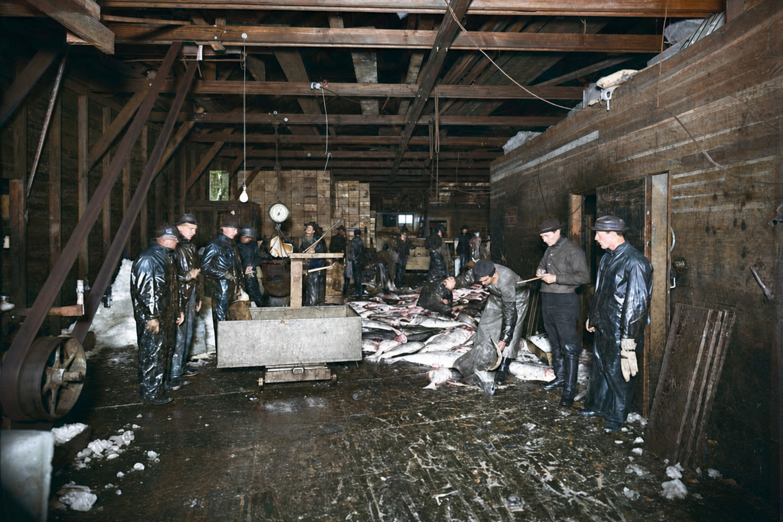 San Juan Fish & Packing Company cannery interior, c. 1905