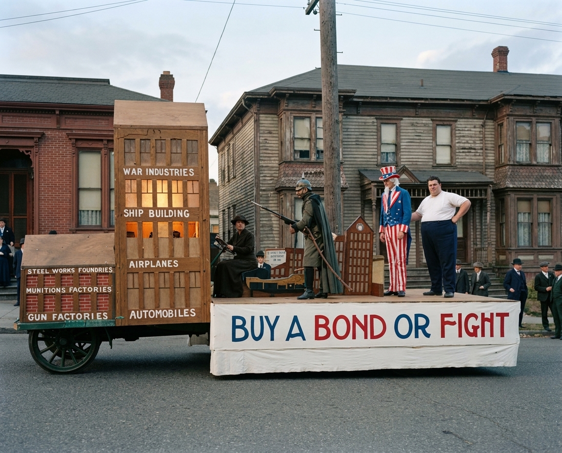 'Buy a Bond or Fight' Labor Day parade float, 1918