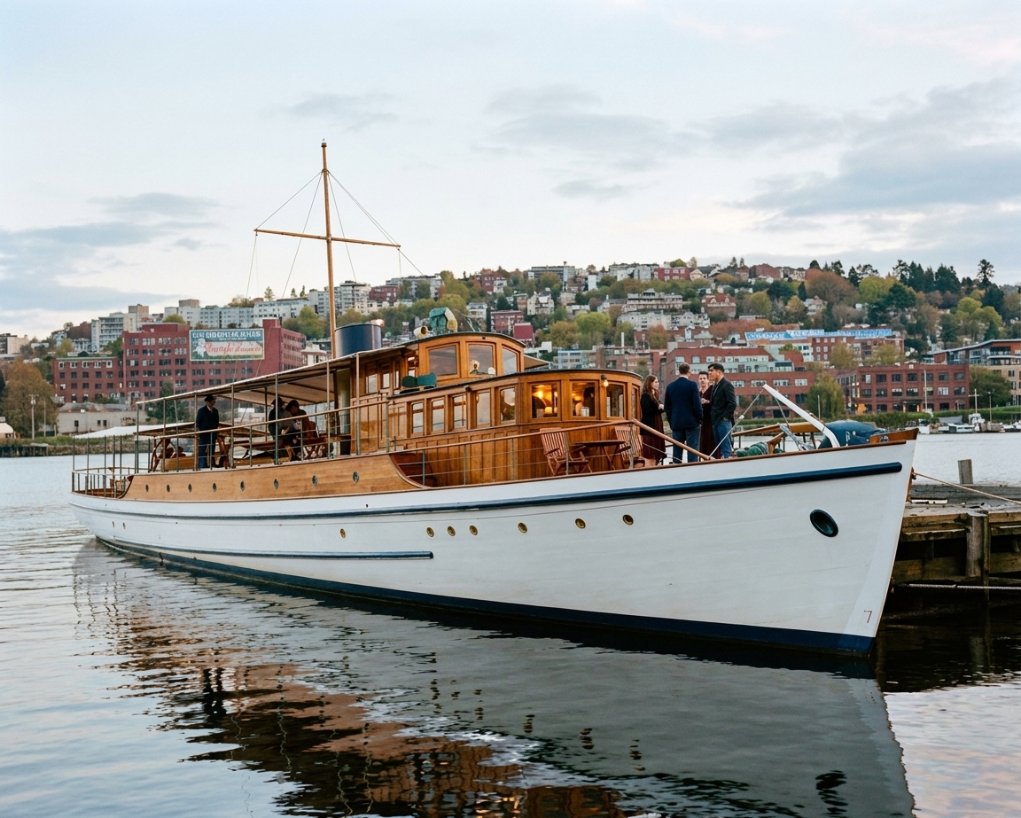 Yacht 'Conquista' moored on Lake Union, c. 1920s