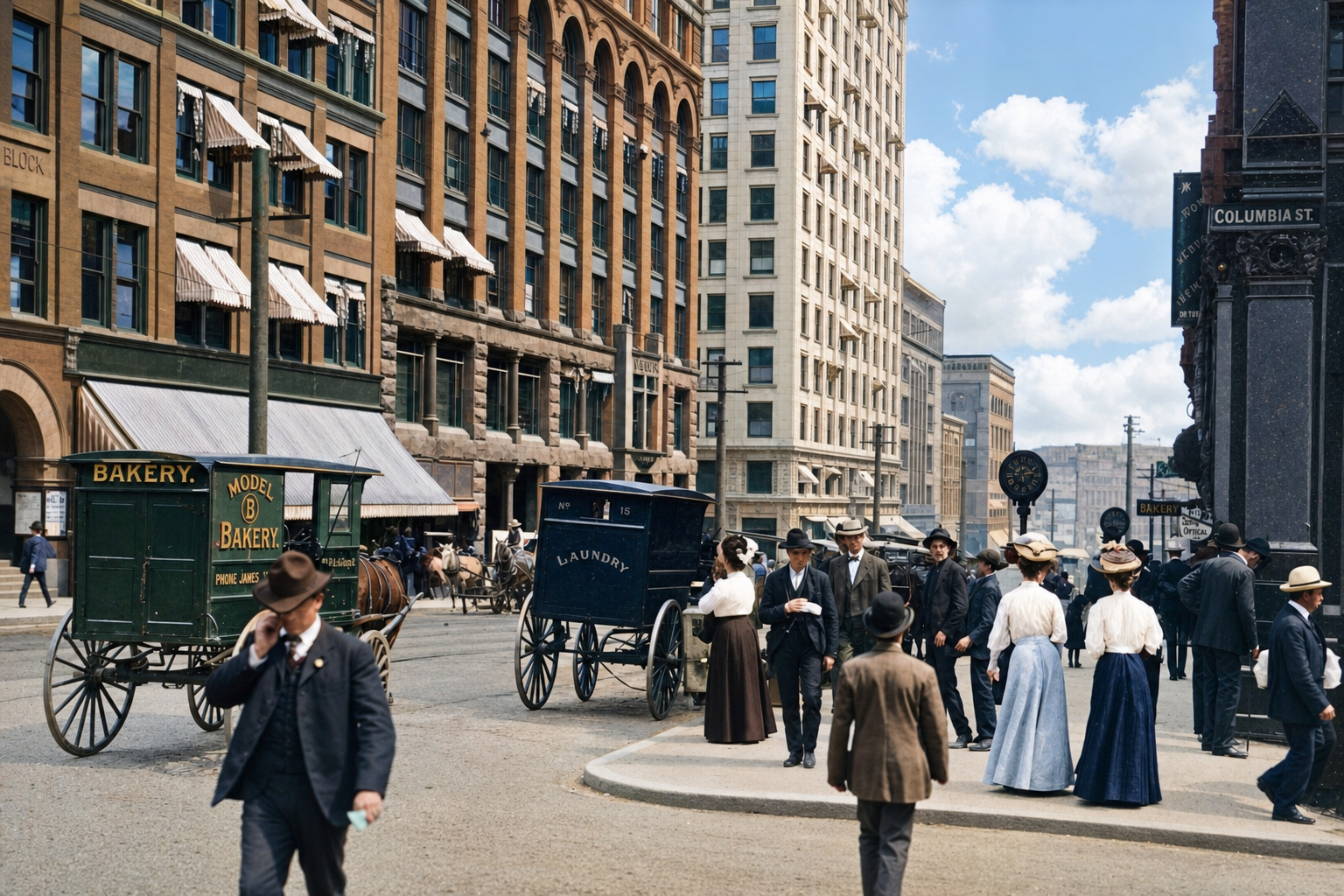 Second Avenue & Columbia Street, Seattle, c. 1908