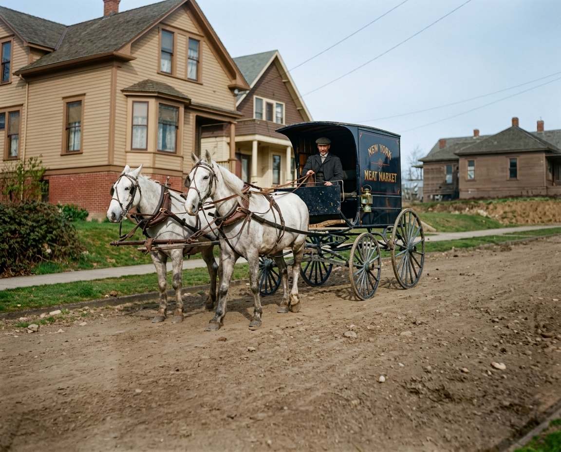 New York Meat Market delivery wagon, Seattle, c. 1900