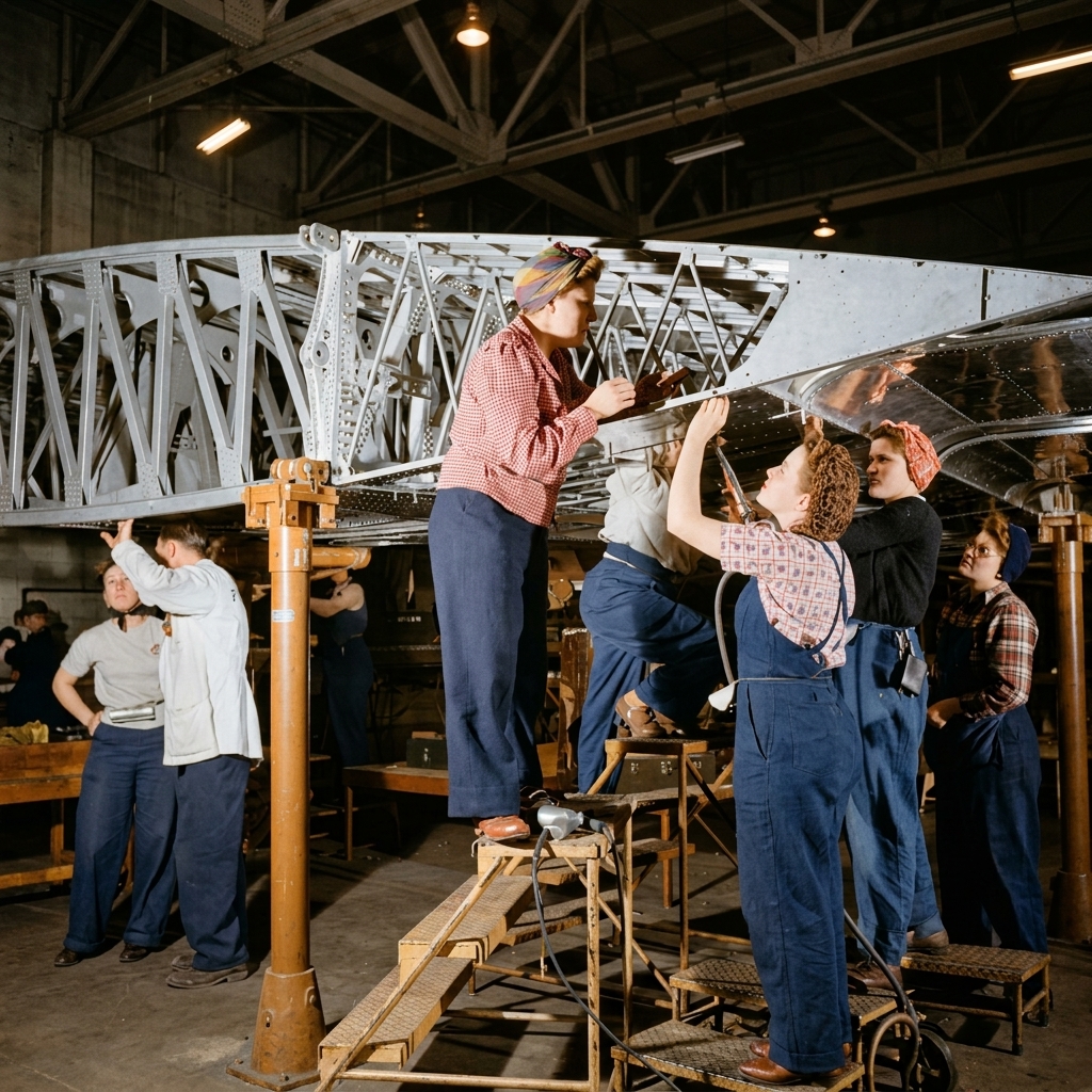 Women Workers Assembling B-17 Wings at Boeing