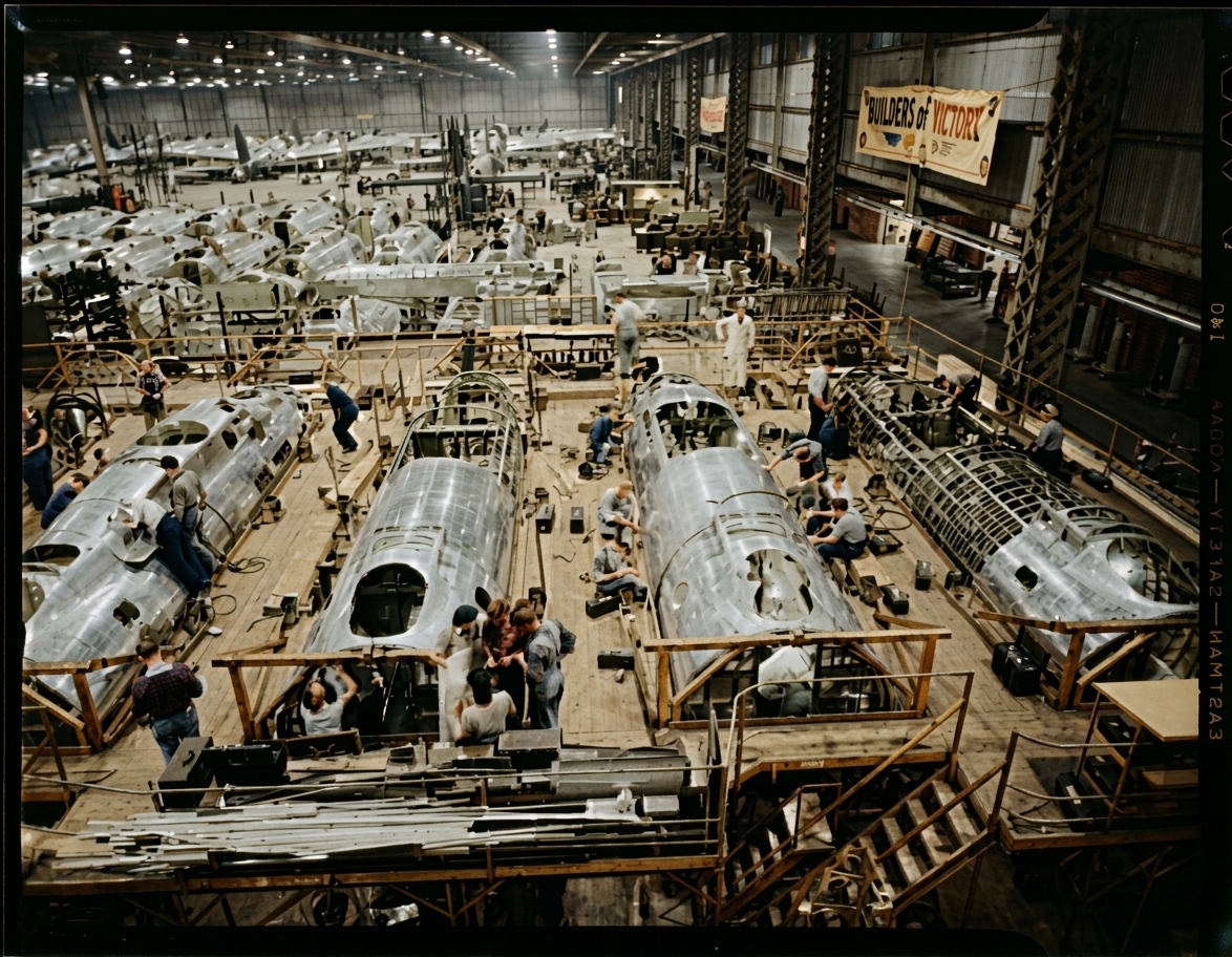 B-17 Fuselages on the Boeing Line