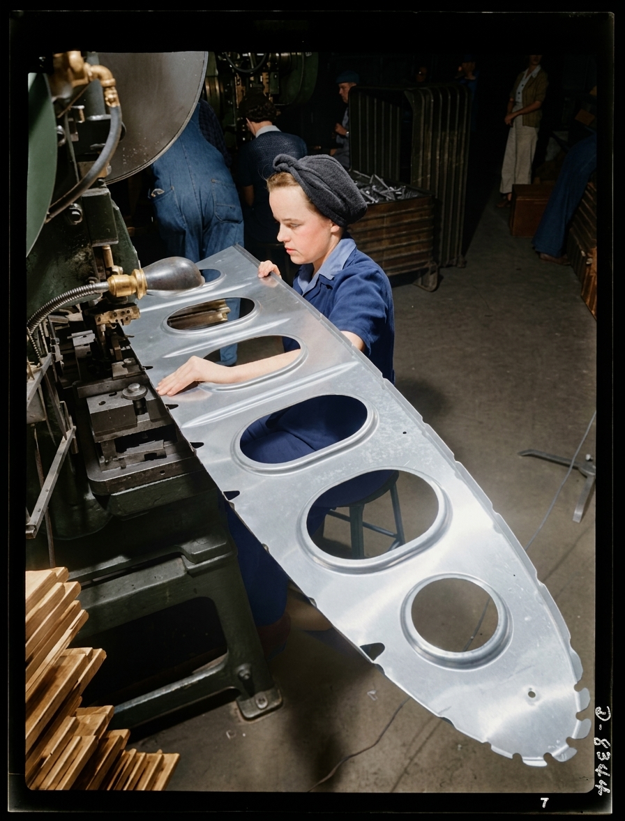 Sharon Arnott at the Punch Press, Boeing Plant