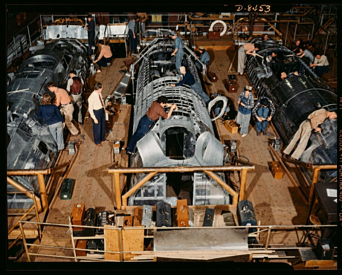 B-17 Fuselage Assembly Line at Boeing