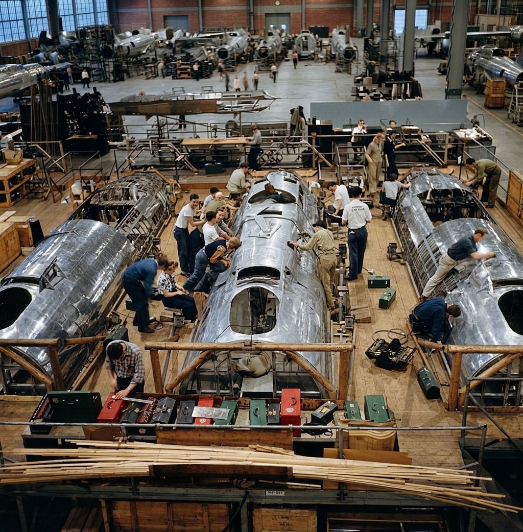 B-17 Fuselages on the Boeing Line