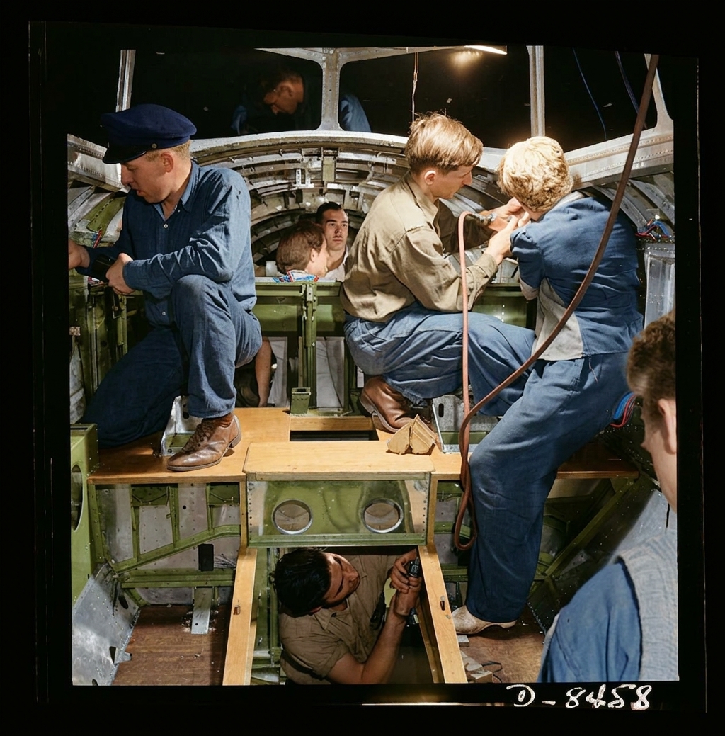 Assembling a B-17 Fuselage at Boeing