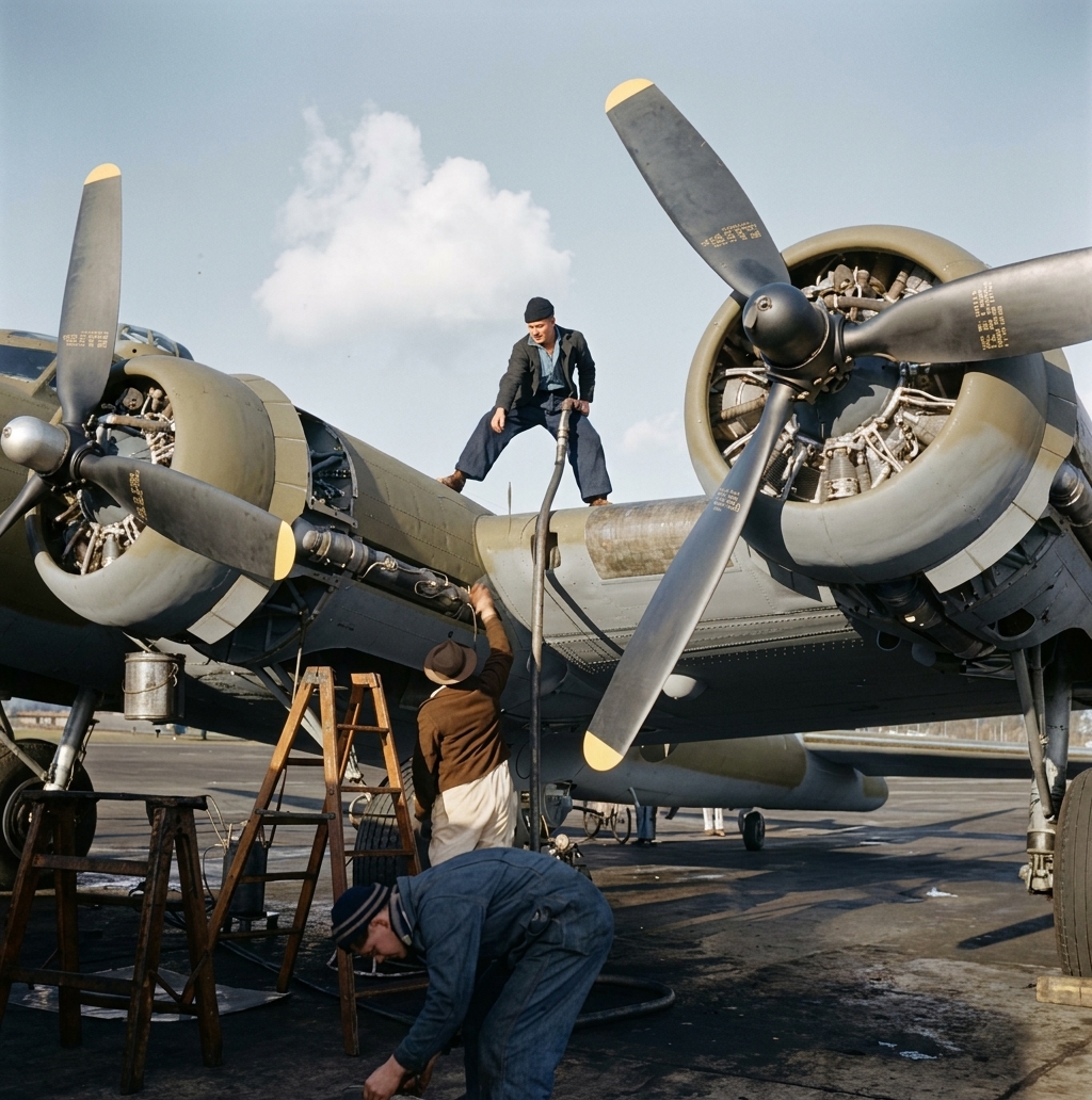 Fueling a New B-17F at Boeing Field