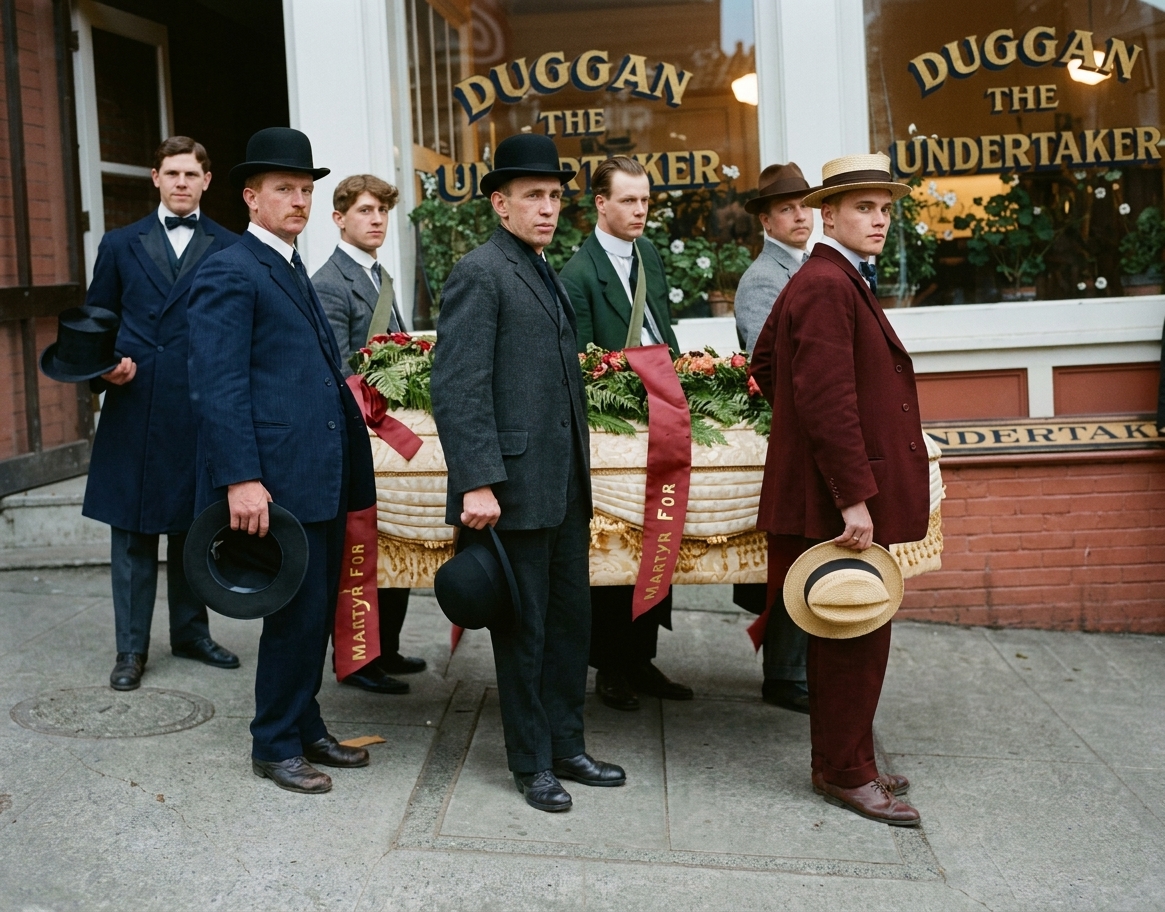 Pallbearers at Duggan the Undertaker, Everett Massacre funeral, 1916