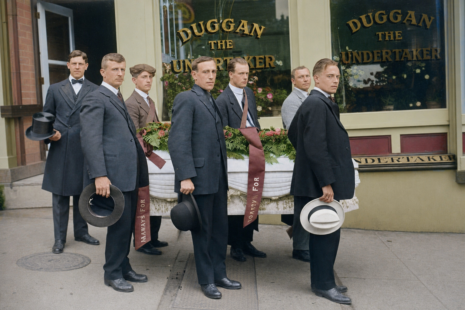 Pallbearers at Duggan the Undertaker, Everett Massacre funeral, 1916