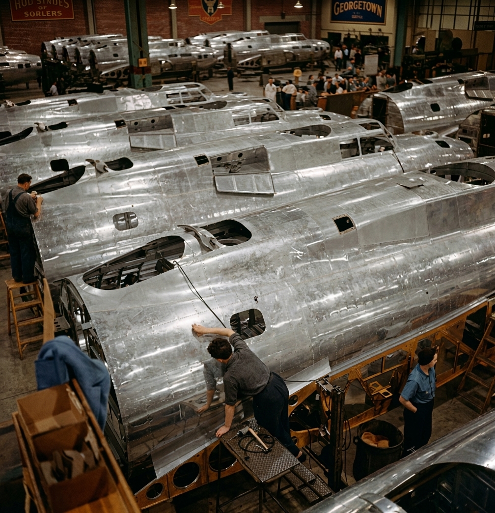B-17 Fuselages on the Boeing Line