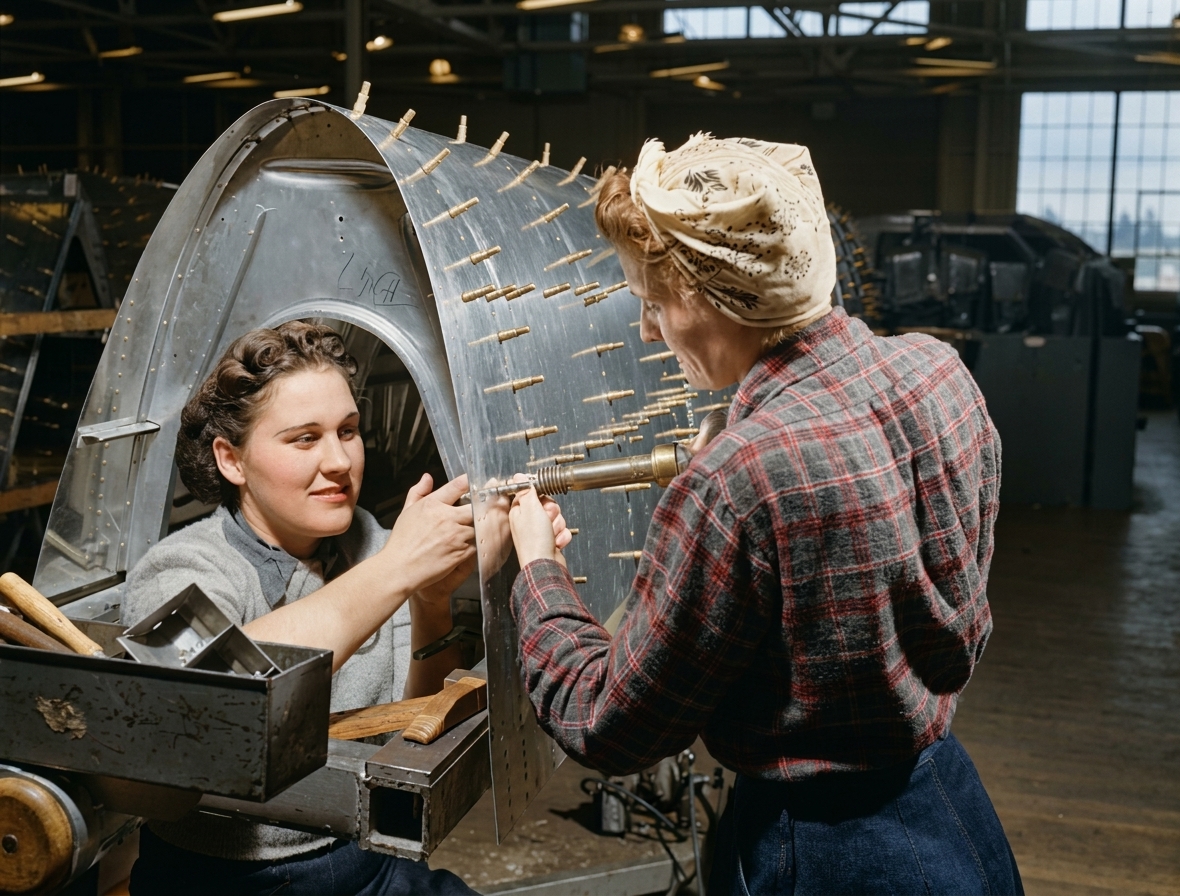 Women Riveting a B-17F at Boeing