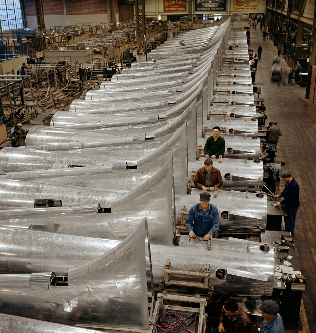B-17 Tail Sections on the Boeing Line