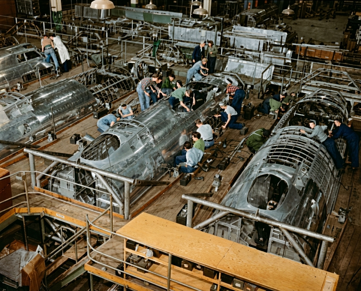 B-17 Fuselages on the Boeing Line