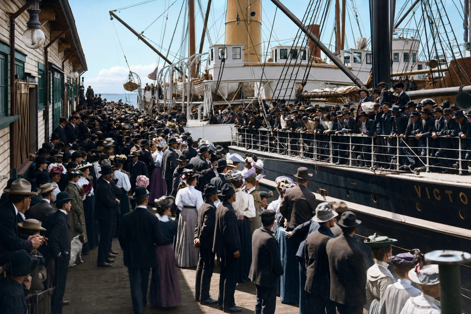 Scene at the dock during Alaska gold rush, 1898