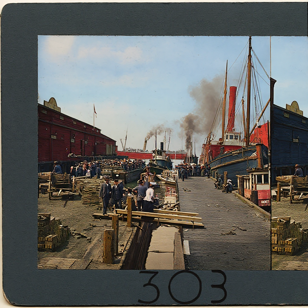 Crowds boarding S.S. Dirigo on Naval Day, Seattle waterfront, c. 1910s