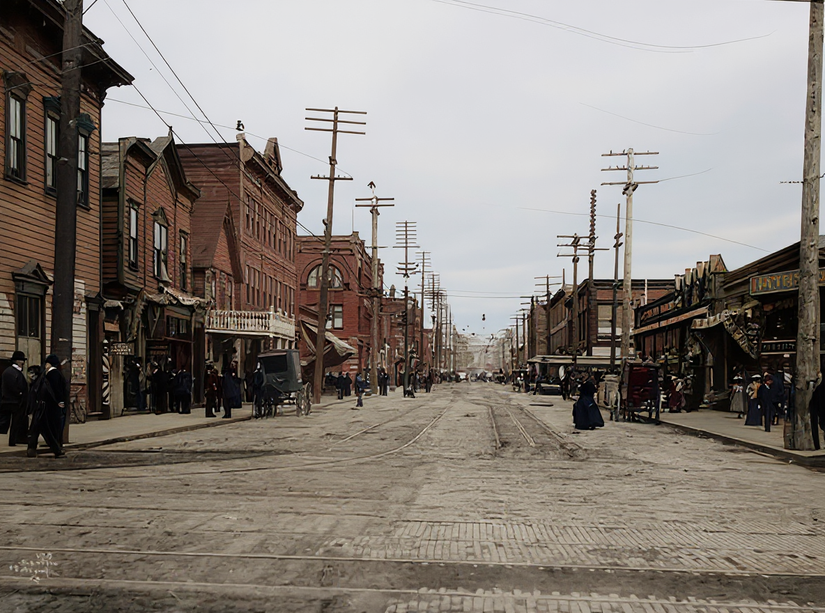 Second Avenue at Pike Street, c. 1900