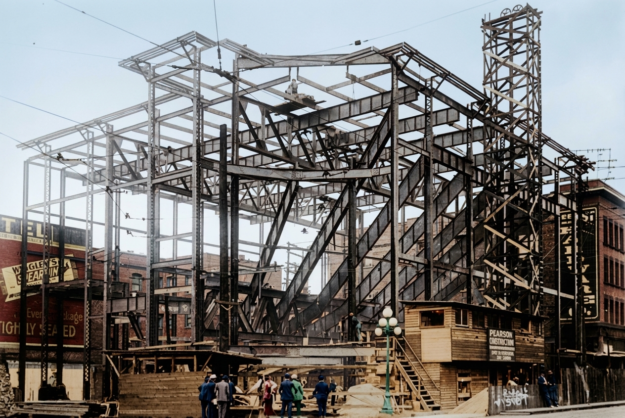 Steel framework, August 1915