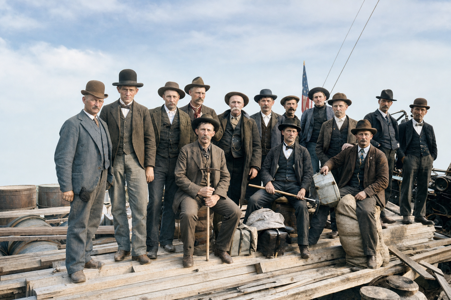 Gold miners bound for Cape Nome aboard the steamer Charles Nelson, 1900