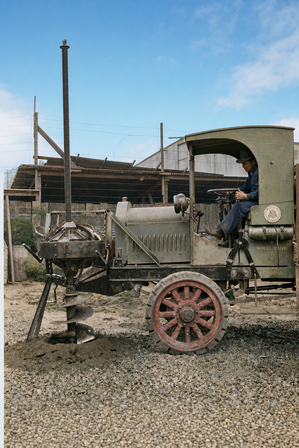 Pacific Telephone & Telegraph pole-digging truck, 1918