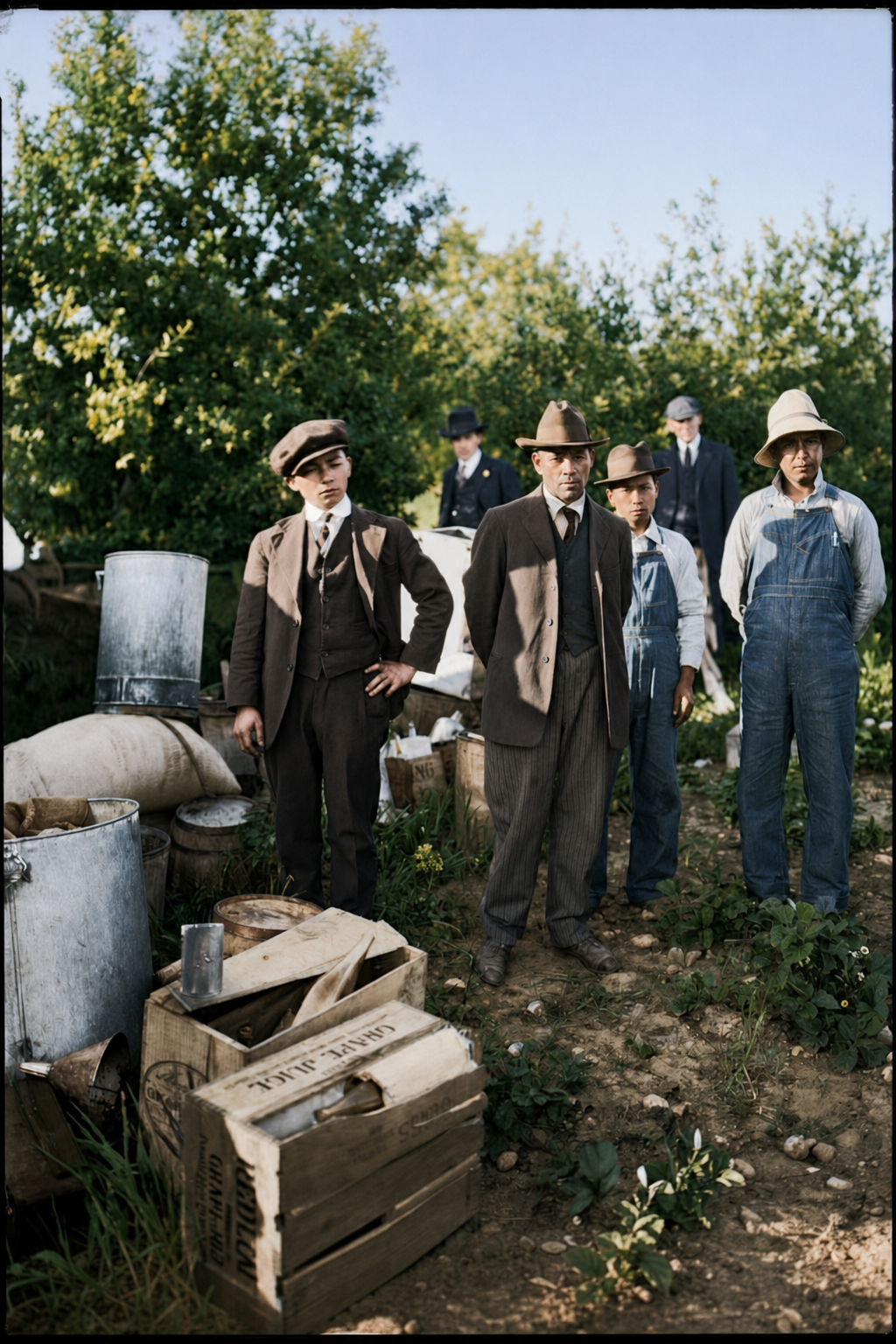 Prohibition raid on Japanese still, 65th Avenue, c. 1920