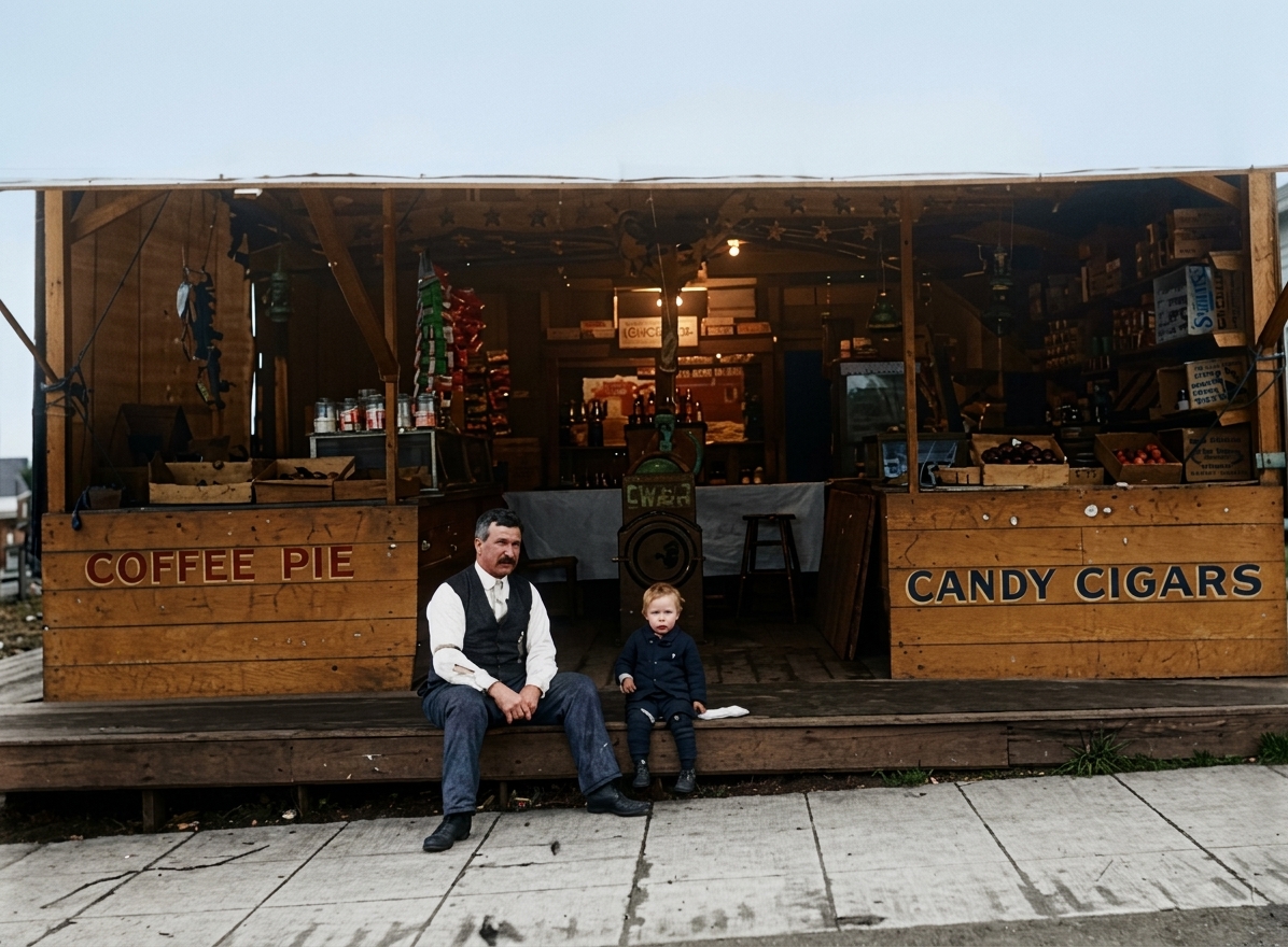 Refreshment stand at Ballard streetcar terminus, c. 1905